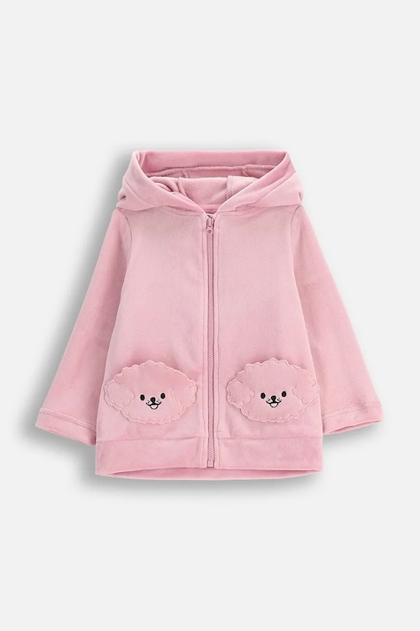 Кофта Coccodrillo колір рожевий з капюшоном однотонна HAPPY PUPPY GIRL NEWBORN