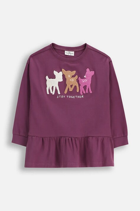 Coccodrillo longsleeve dziecięcy kolor fioletowy WINTER COSY GRIL KIDS