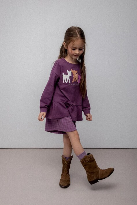 Coccodrillo longsleeve dziecięcy kolor fioletowy WINTER COSY GRIL KIDS