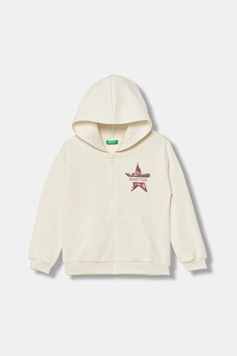 United Colors of Benetton bluza dziecięca kolor beżowy z aplikacją 39M2C505O