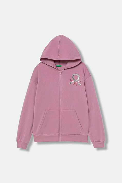 United Colors of Benetton bluza dziecięca kolor różowy z aplikacją 39M2C505O