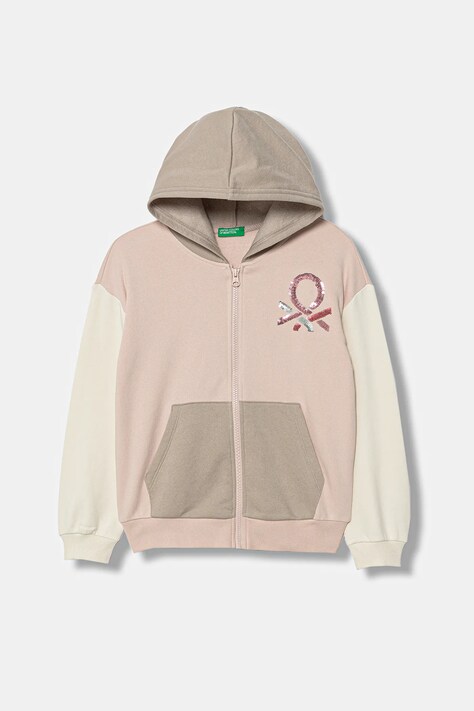 United Colors of Benetton bluza dziecięca kolor różowy z aplikacją 39M2C505O