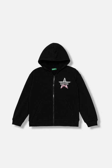 Dětská mikina United Colors of Benetton černá barva, s aplikací, 39M2C505O
