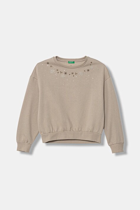 United Colors of Benetton bluza dziecięca kolor beżowy z nadrukiem 3J73C10RA