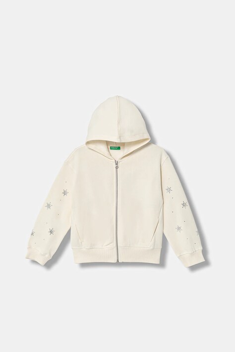 Παιδική μπλούζα United Colors of Benetton χρώμα: μπεζ, με κουκούλα, 3J73C505R