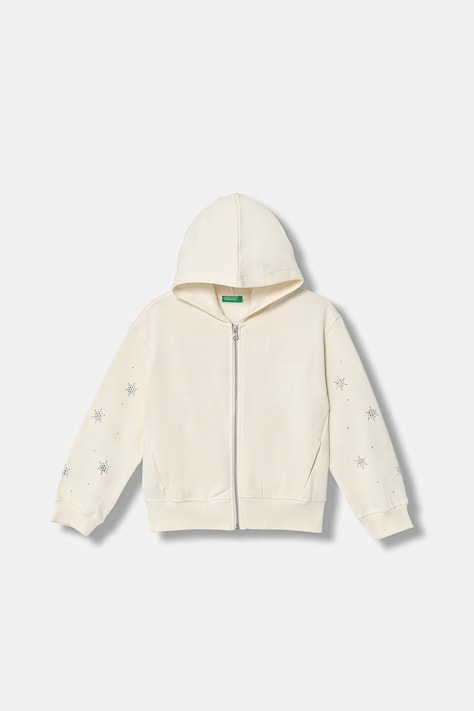 Παιδική μπλούζα United Colors of Benetton χρώμα: μπεζ, με κουκούλα, 3J73C505R