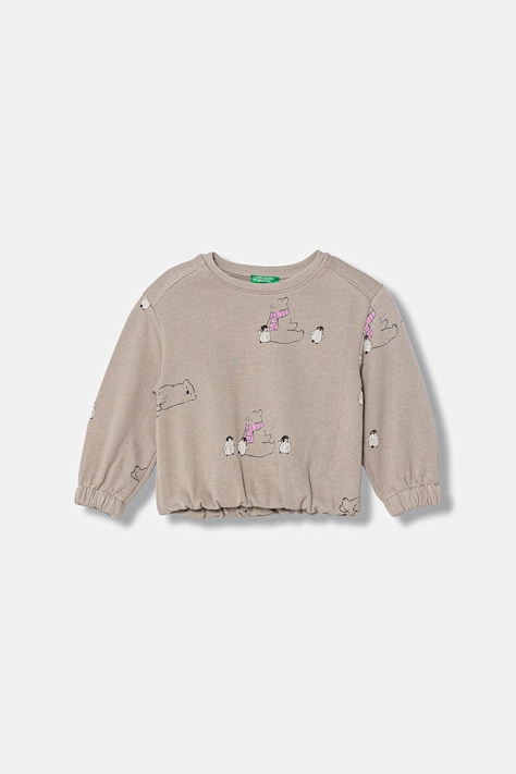 United Colors of Benetton bluza niemowlęca kolor brązowy z nadrukiem 3TIKG10LE