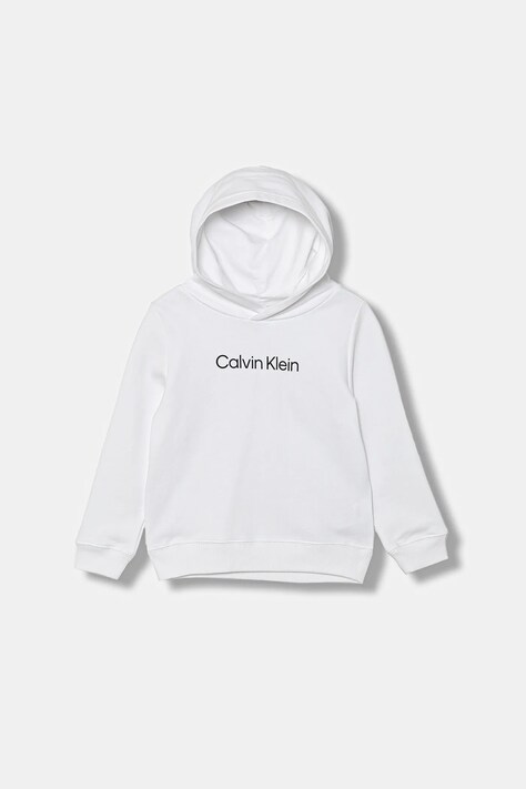 Calvin Klein Jeans felső fehér, sima, kapucnis, IU0IU00679