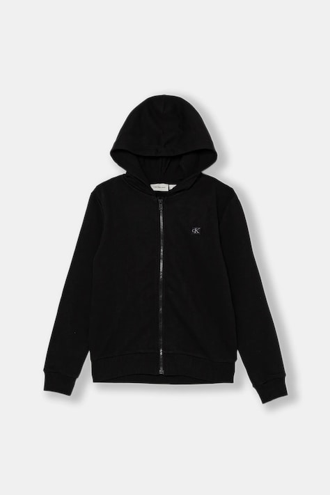 Детская кофта Calvin Klein Jeans цвет чёрный с капюшоном однотонная IU0IU00707