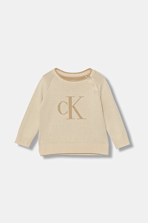 Calvin Klein Jeans sweter dziecięcy kolor beżowy lekki IN0IN00205