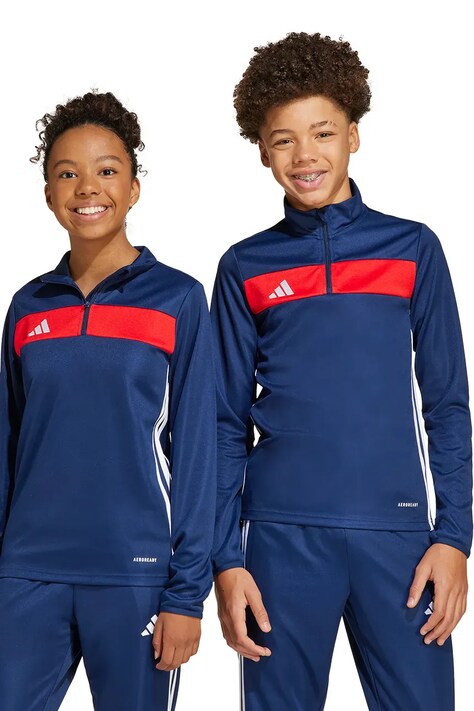 adidas Performance bluza dziecięca kolor granatowy z kapturem z aplikacją JD0566