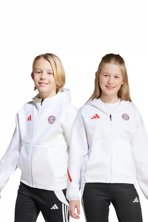 Dječja dukserica adidas Performance FC Bayern Munich boja: bijela, s kapuljačom, s tiskom, JM9437