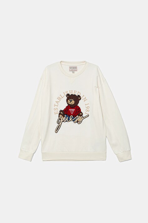 Guess bluza bawełniana dziecięca kolor beżowy z aplikacją H5YJ00 KAX74