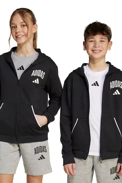 Детски суичър adidas в черно с качулка с принт JM1534