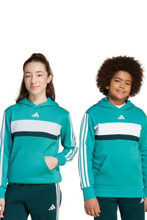 adidas bluza dziecięca kolor zielony z kapturem wzorzysta JN2244