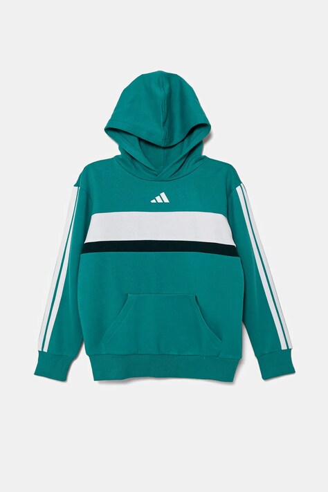 Дитяча кофта adidas колір зелений з капюшоном візерунок JN2244