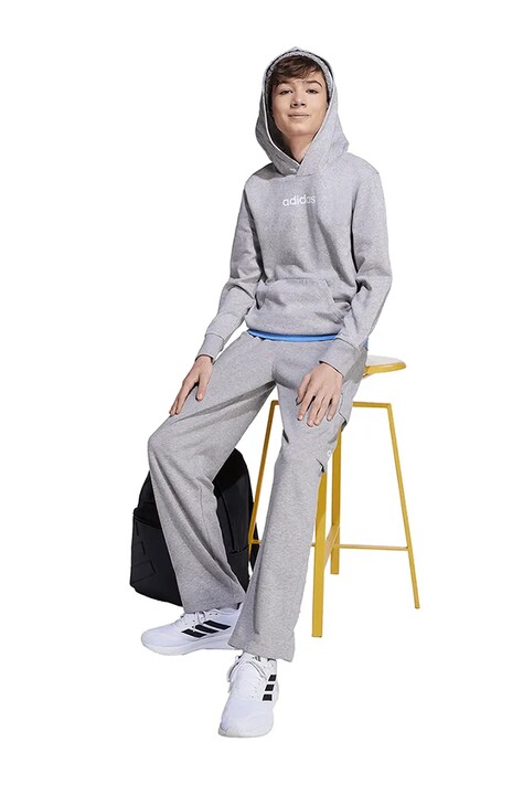 adidas bluză copii culoarea gri, cu glugă, cu imprimeu, JN2432