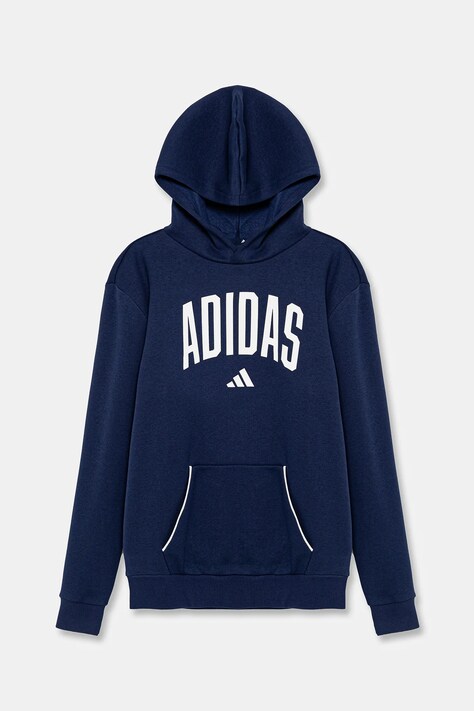 Дитяча кофта adidas колір синій з капюшоном з принтом JV7338