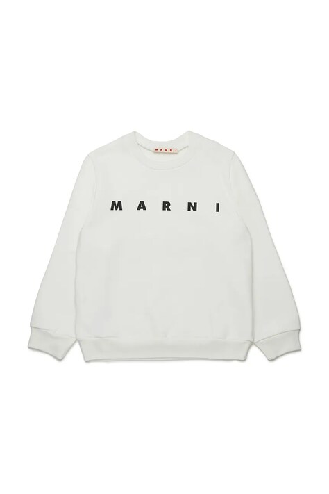 Marni hanorac de bumbac pentru copii MS340U SWEAT-SHIRT culoarea bej, cu imprimeu, M01612