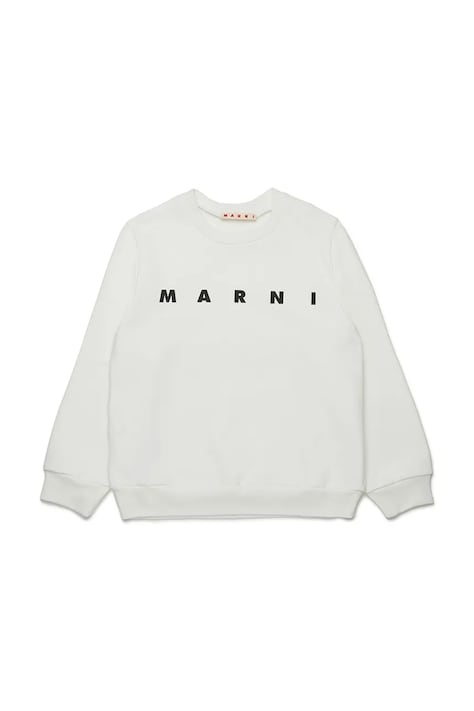 Marni gyerek melegítőfelső pamutból MS340U SWEAT-SHIRT bézs, nyomott mintás, M01612