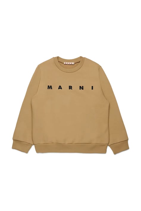 Marni gyerek melegítőfelső pamutból MS340U SWEAT-SHIRT bézs, nyomott mintás, M01612