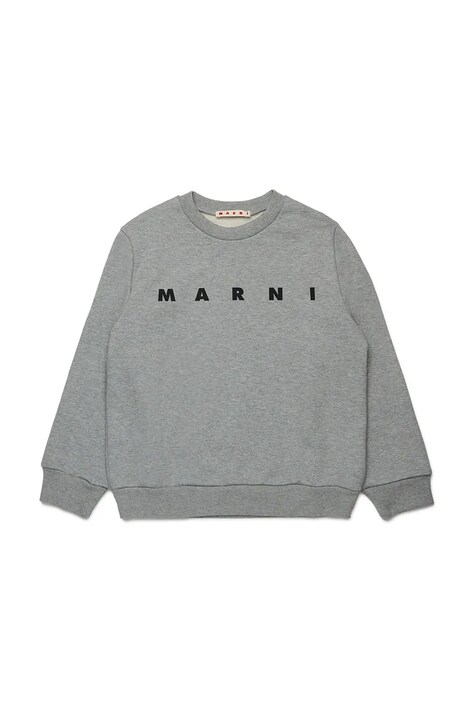 Marni bluza bawełniana dziecięca MS340U SWEAT-SHIRT kolor szary z nadrukiem M01612