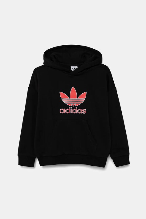 Дитяча кофта adidas Originals колір чорний з капюшоном з принтом JV8650