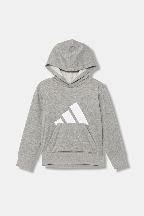 adidas bluza dziecięca kolor szary z kapturem z nadrukiem JV9900