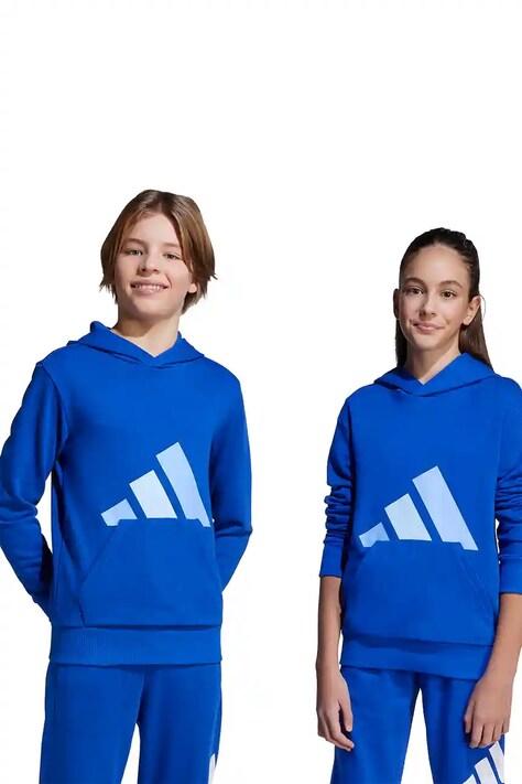 Παιδική μπλούζα adidas χρώμα: μπλε, με κουκούλα, JV9901