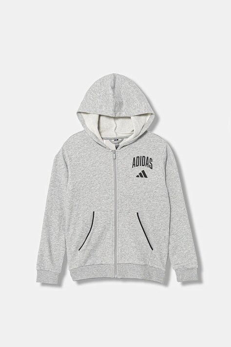 adidas bluza dziecięca kolor szary z kapturem z nadrukiem JW2388
