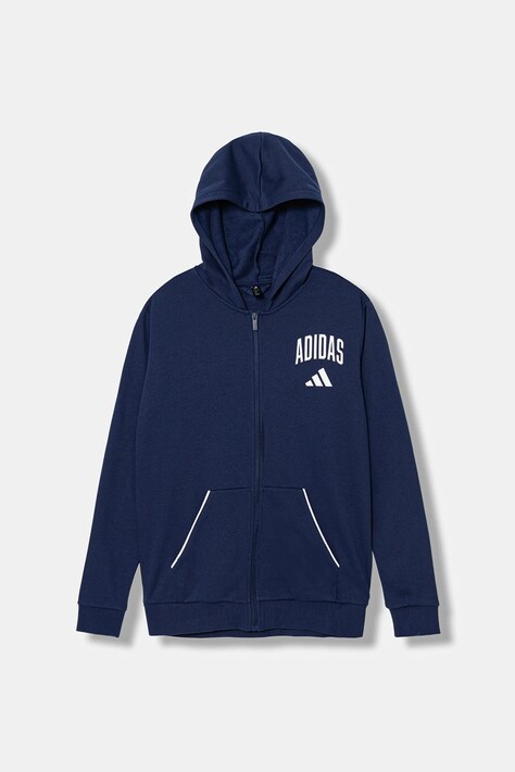 adidas bluza dziecięca kolor granatowy z kapturem z nadrukiem JW2390