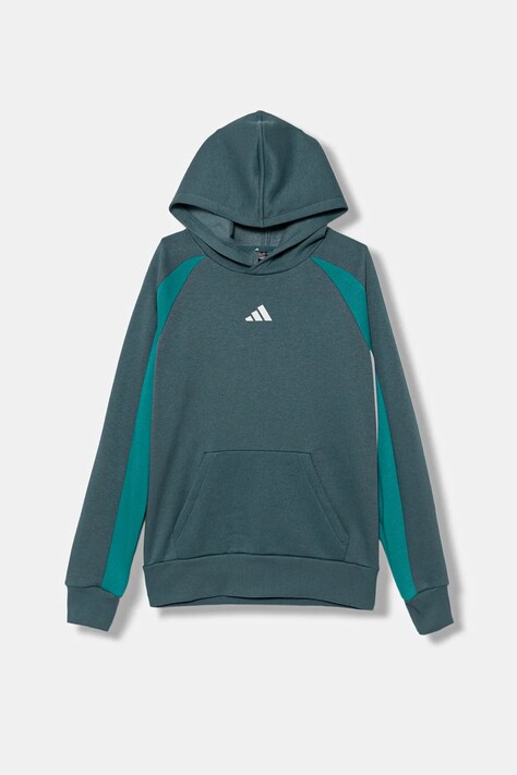 Παιδική μπλούζα adidas χρώμα: πράσινο, με κουκούλα, JW2490