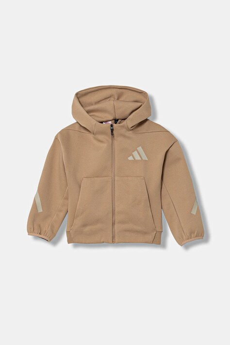 adidas bluză copii culoarea maro, cu glugă, cu imprimeu, JW4004