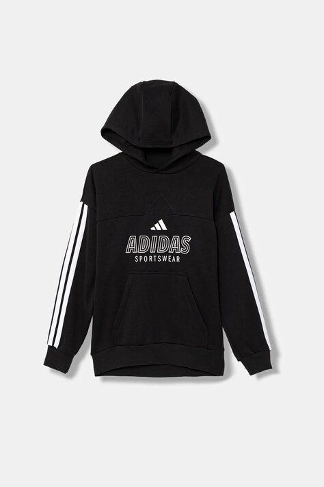 Детская кофта adidas цвет чёрный с капюшоном с принтом JW5083