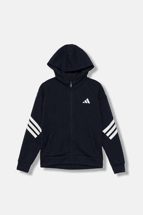 adidas bluza dziecięca kolor granatowy z kapturem z nadrukiem JW7527