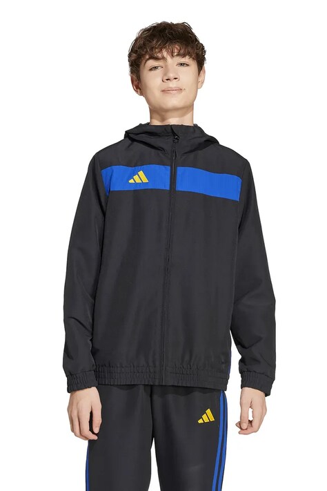 adidas Performance bluza dziecięca kolor czarny z kapturem gładka JX2223