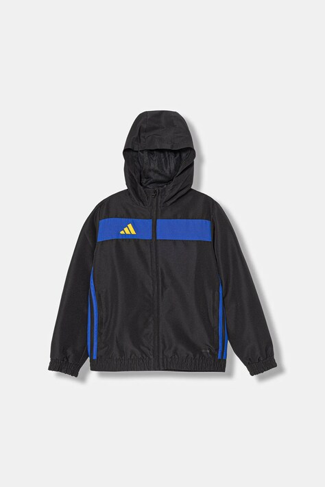 Παιδική μπλούζα adidas Performance χρώμα: μαύρο, με κουκούλα, JX2223