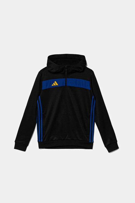 Dětská mikina adidas Performance černá barva, s kapucí, vzorovaná, JX2230