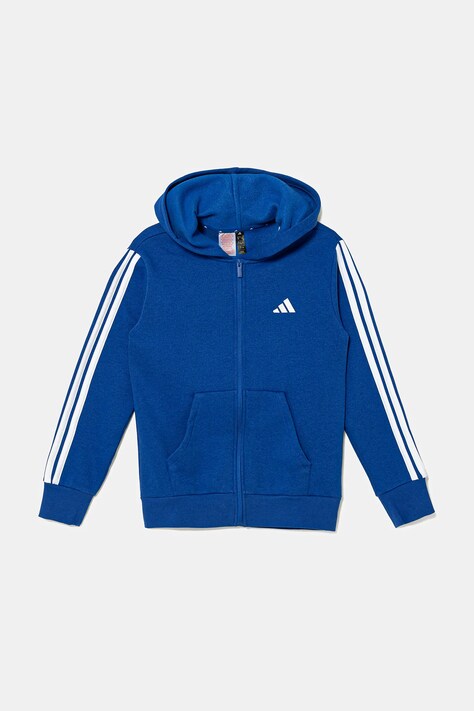 Dětská mikina adidas modrá barva, s kapucí, vzorovaná, JY4977
