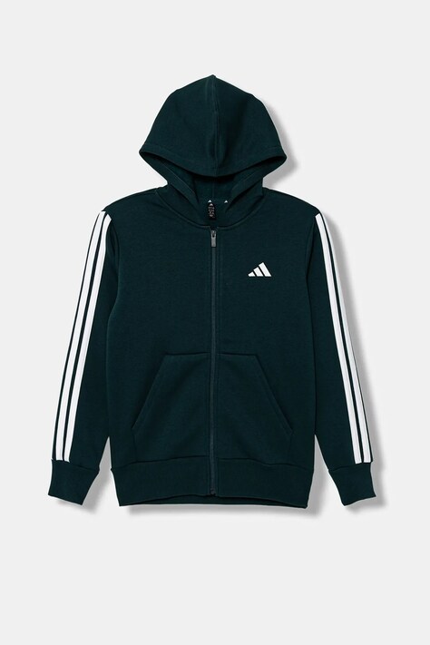 adidas bluză copii culoarea verde, cu glugă, uni, JY4978