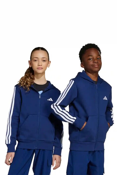 adidas felpa per bambini colore blu navy con cappuccio con applicazione JY4980