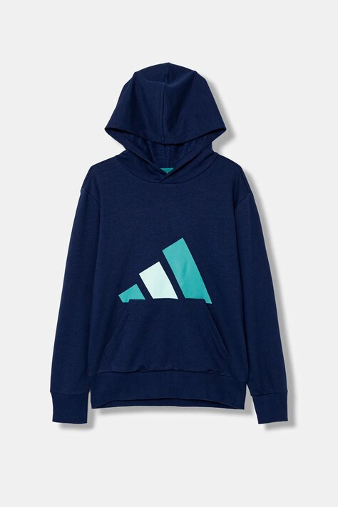 adidas bluza dziecięca kolor granatowy z kapturem z nadrukiem KB7312