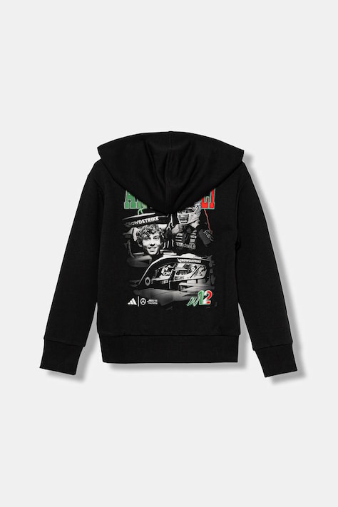adidas Performance bluza dziecięca MERCEDES kolor czarny z kapturem z nadrukiem KD7302
