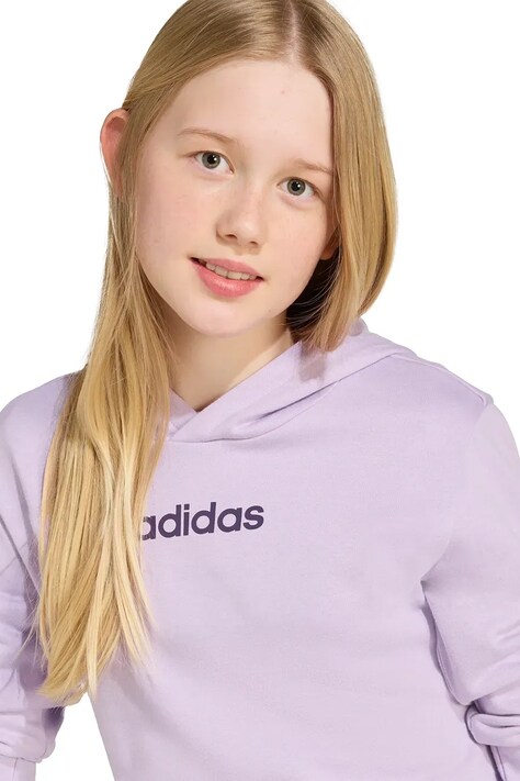 Детски суичър adidas в лилаво с качулка с принт JX8759