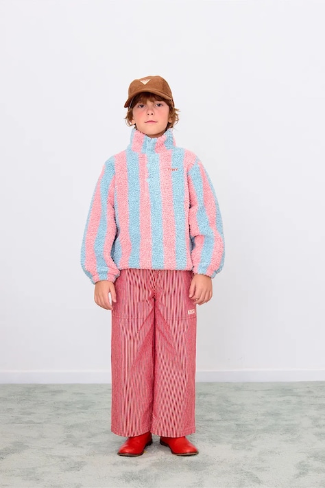 Детски суичър Tinycottons STRIPES SHERPA SWEATSHIRT в синьо  AW25-372