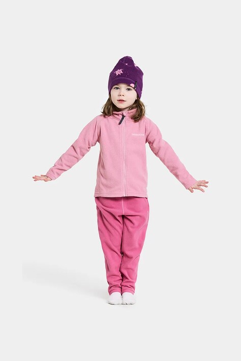 Суичър Didriksons MONTE KIDS FZ 10 в розово с изчистен дизайн 505026