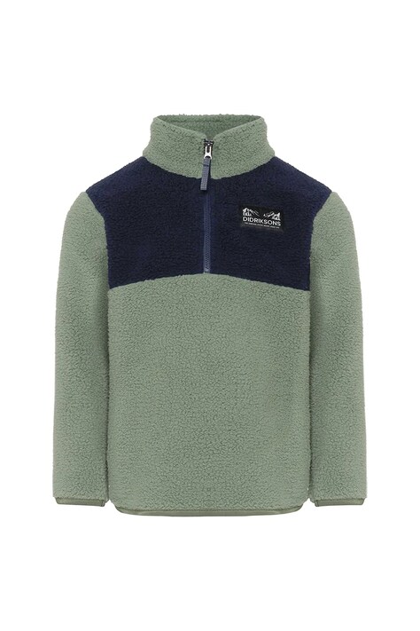Didriksons bluză GOSIG KIDS HALFZIP culoarea verde, uni, 505536