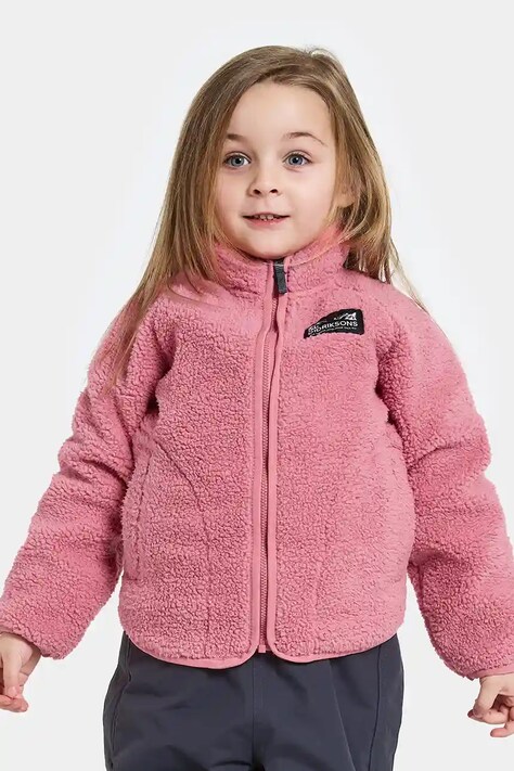 Поларен суичър Didriksons GIBBS KIDS FULLZIP 2 в розово с изчистен дизайн 505577