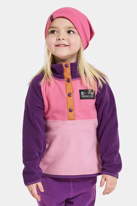 Суичър Didriksons MONTE KIDS HALF BU 4 в розово с изчистен дизайн 505590
