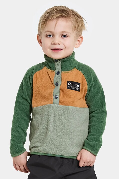 Didriksons bluza MONTE KIDS HALF BU 4 kolor zielony gładka 505590